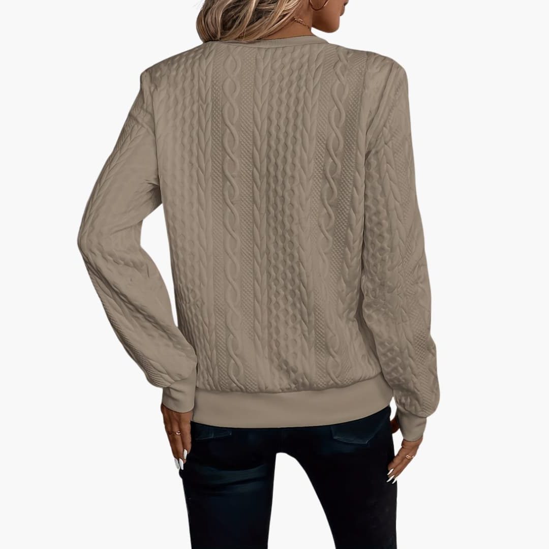 Cable Knit Zip-Up Pullover for Women - View 11