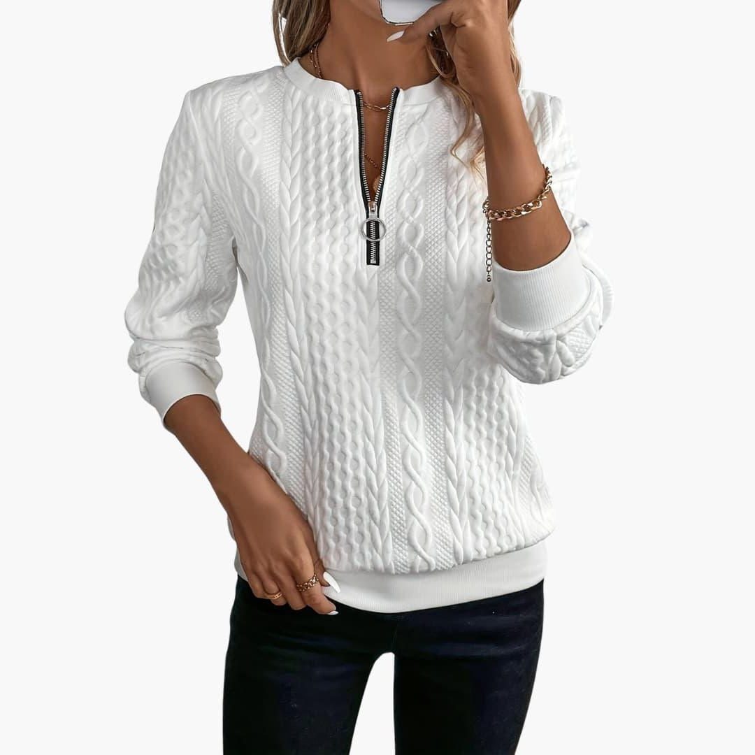 Cable Knit Zip-Up Pullover for Women