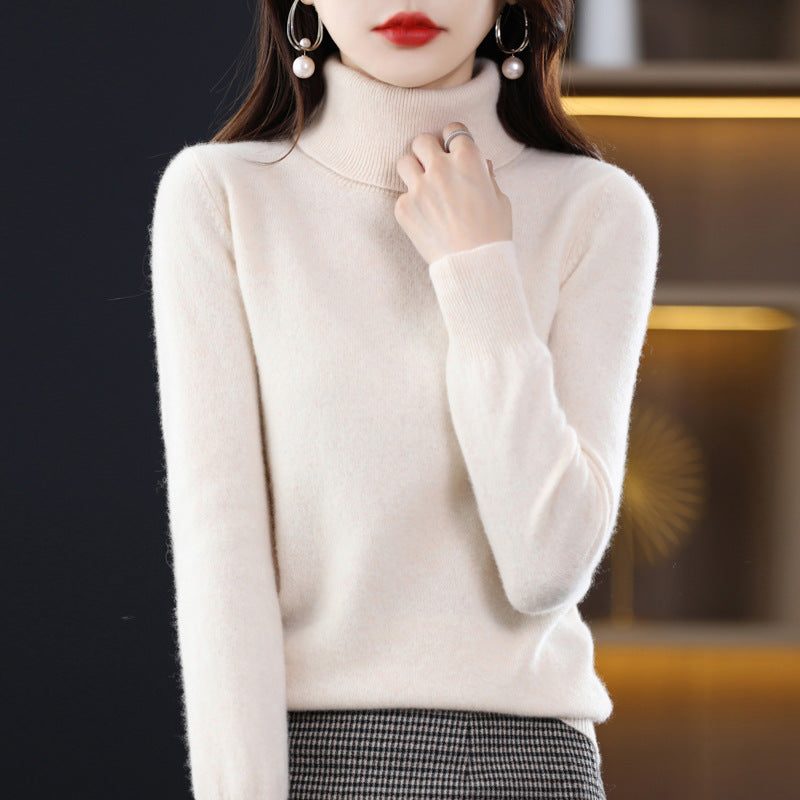 Cashmere Knit Turtleneck Sweater Slim Fit for Women - View 3