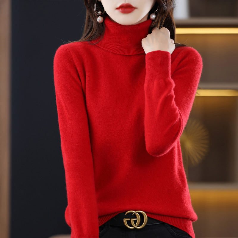 Cashmere Knit Turtleneck Sweater Slim Fit for Women - View 4