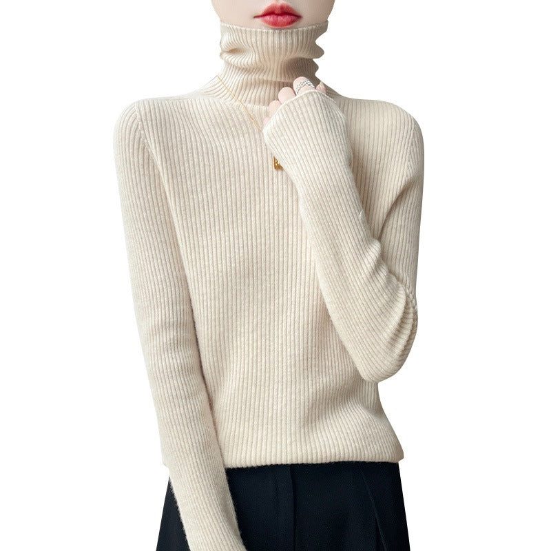 Cashmere-Like Ribbed Knit Turtleneck Sweater Slim Fit for Women - View 5