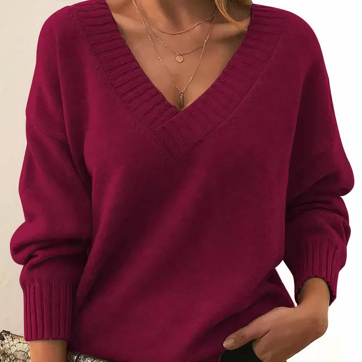 Cashmere Roll Neck Sweater for Women - Red