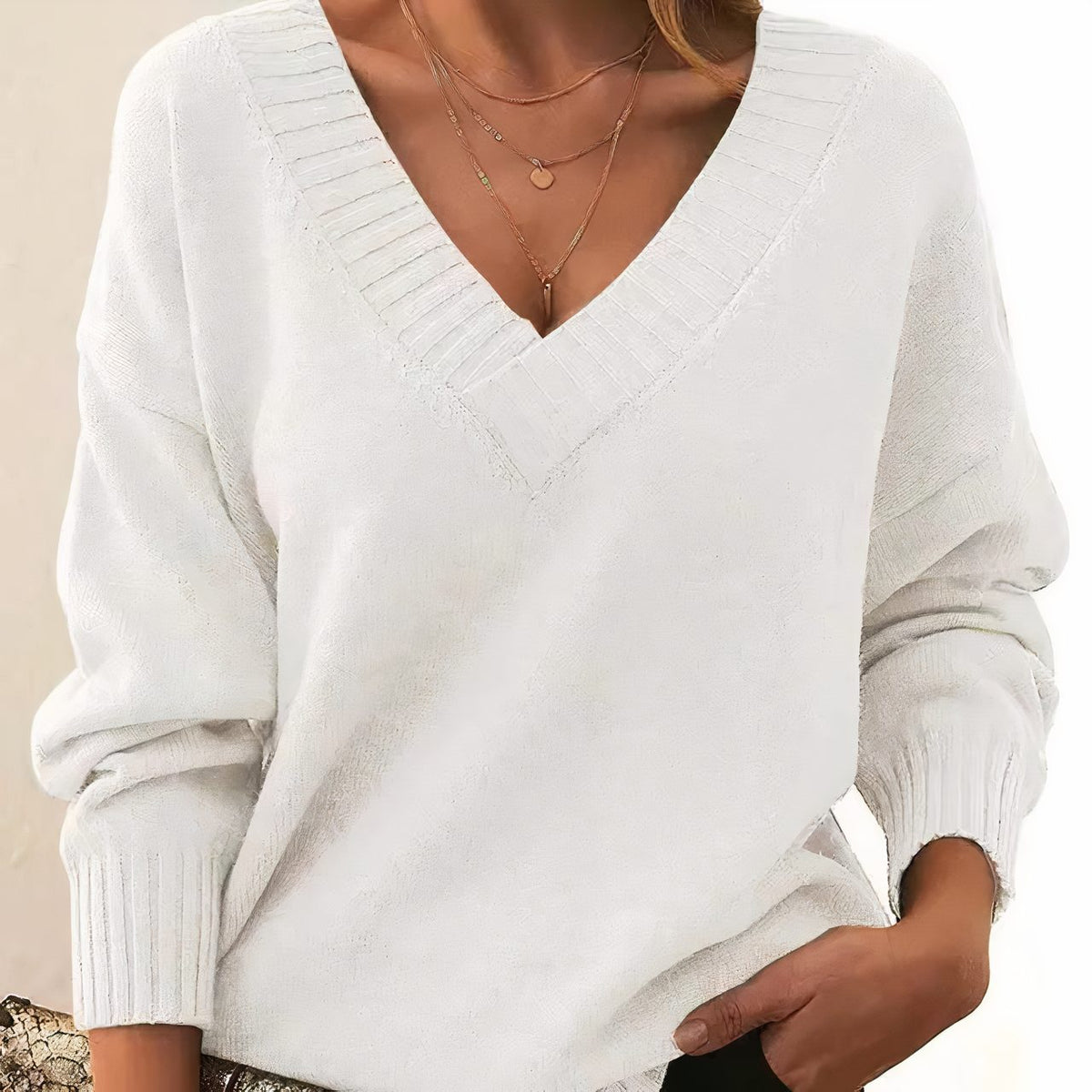 Cashmere Roll Neck Sweater for Women - White