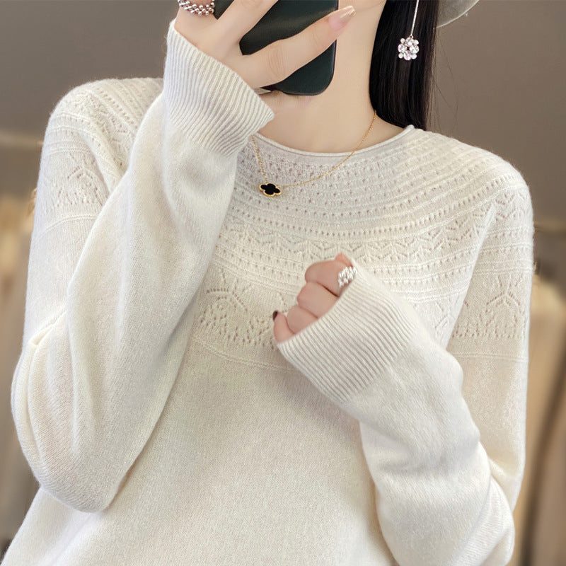 Cashmere Sweater with Structured Yoke for Women - View 2