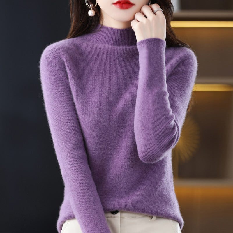 Cashmere Turtleneck Sweater Slim Fit for Women - Violet