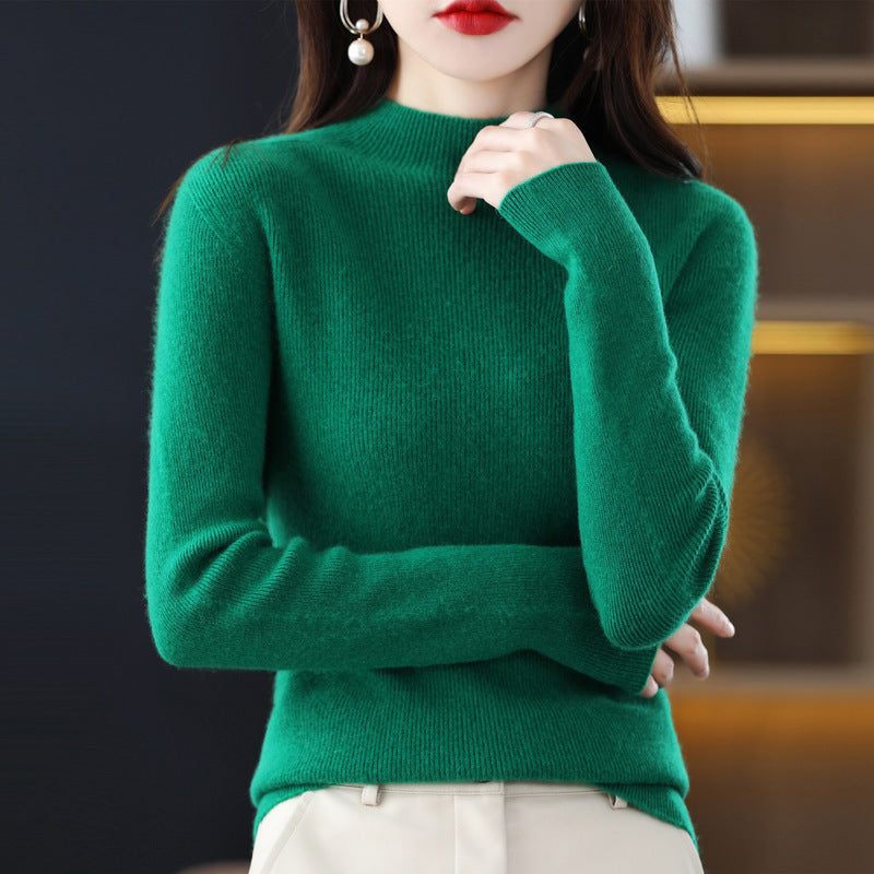 Cashmere Turtleneck Sweater Slim Fit for Women - Emerald Green