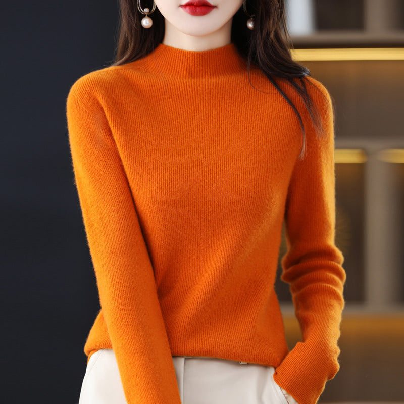Cashmere Turtleneck Sweater Slim Fit for Women - Aima-Orange