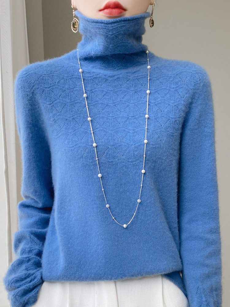 Cashmere Turtleneck Sweater with Textured Knit for Women