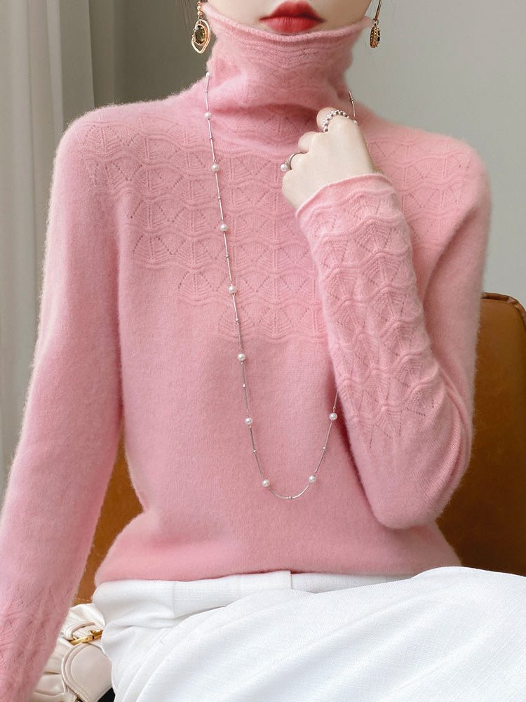 Cashmere Turtleneck Sweater with Textured Knit for Women