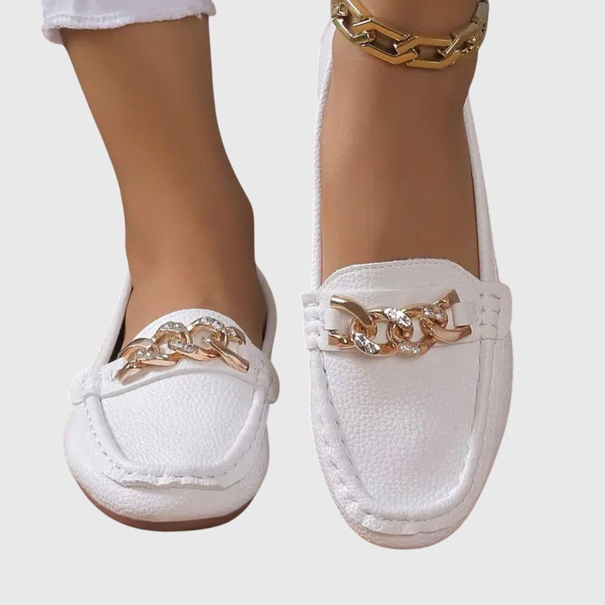 Chain Detail Leather Loafers for Women - View 9