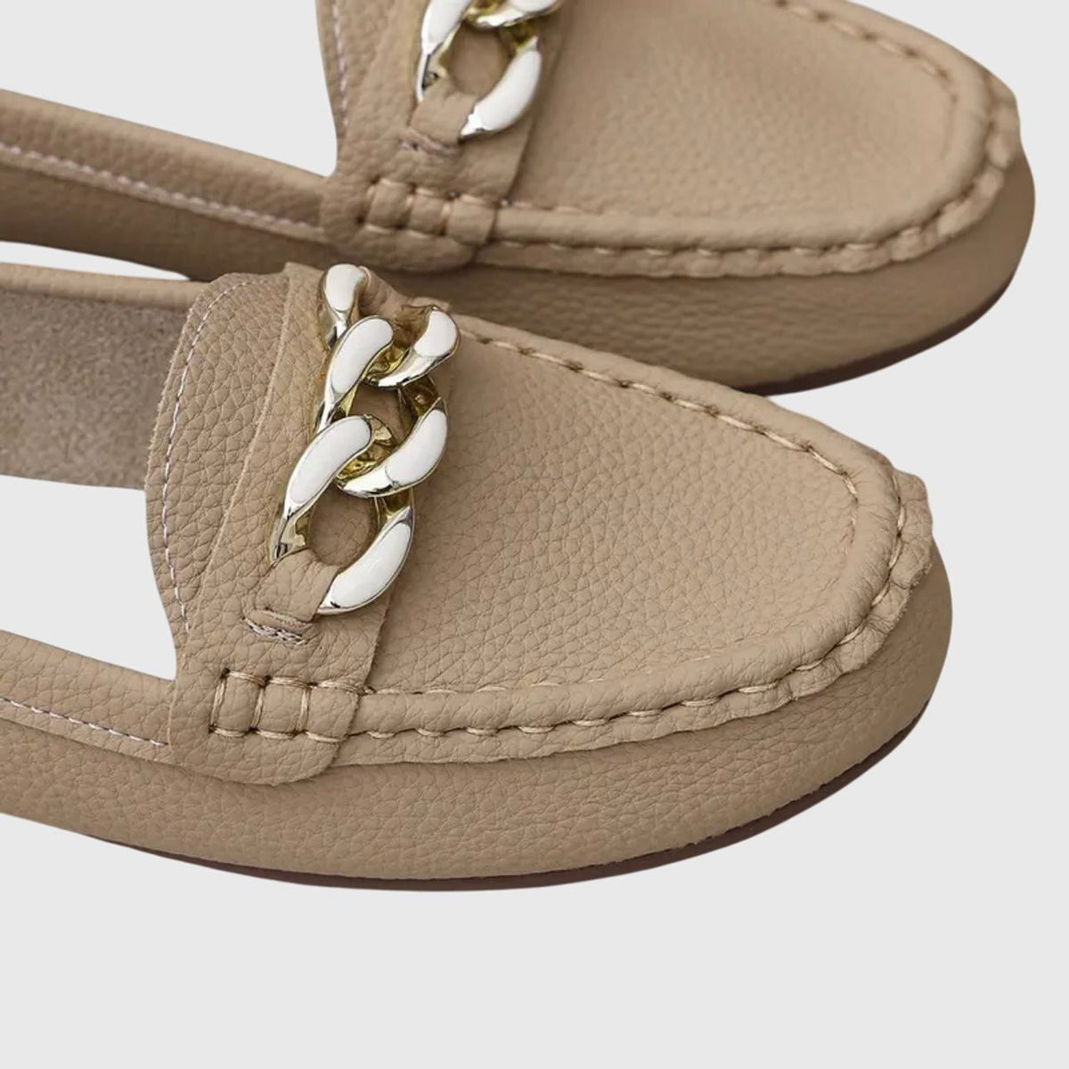 Chain Detail Leather Loafers for Women - View 4