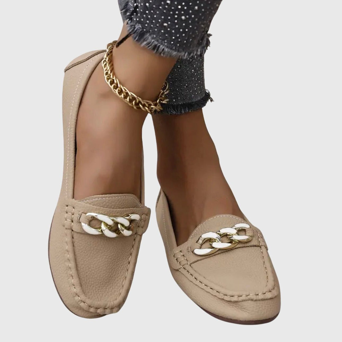 Chain Detail Leather Loafers for Women - View 6