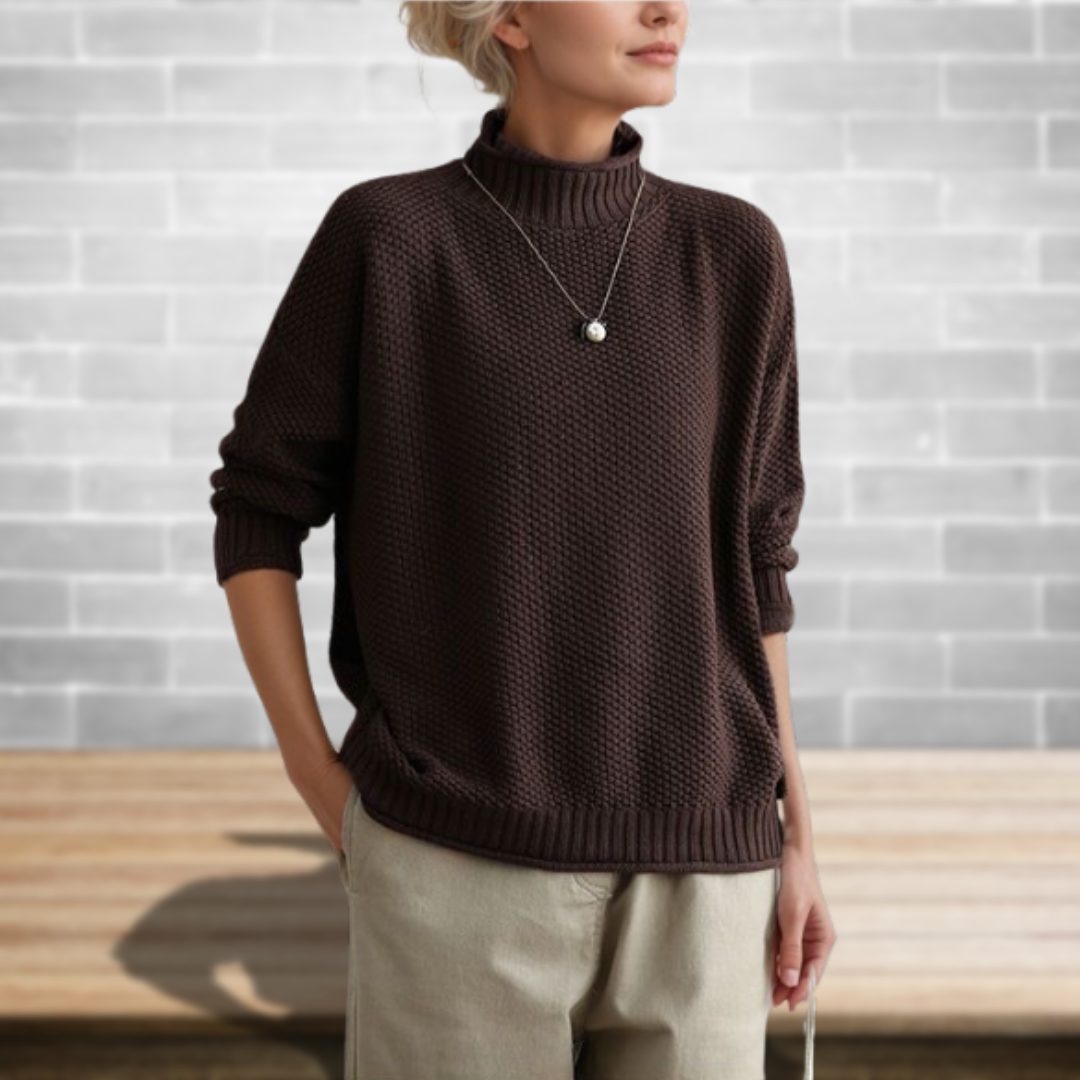 Chunky Knit Wool Sweater with Crew Neck for Women - View 8