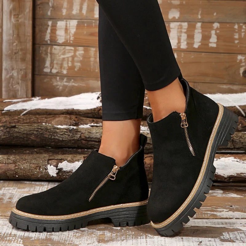 Chunky Tread Ankle Boots with Side Zip for Women - View 5