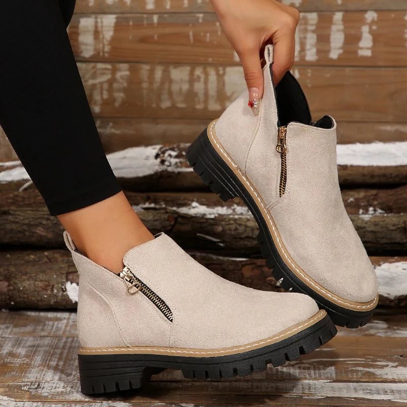 Chunky Tread Ankle Boots with Side Zip for Women - View 4