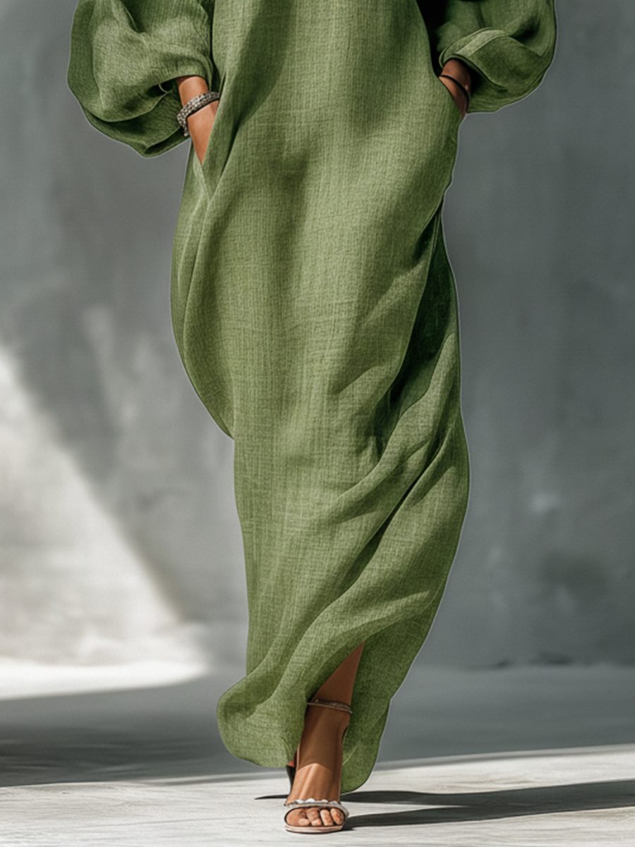 Cold-Shoulder Maxi Dress with Oversized Puff Sleeves for Women - View 5