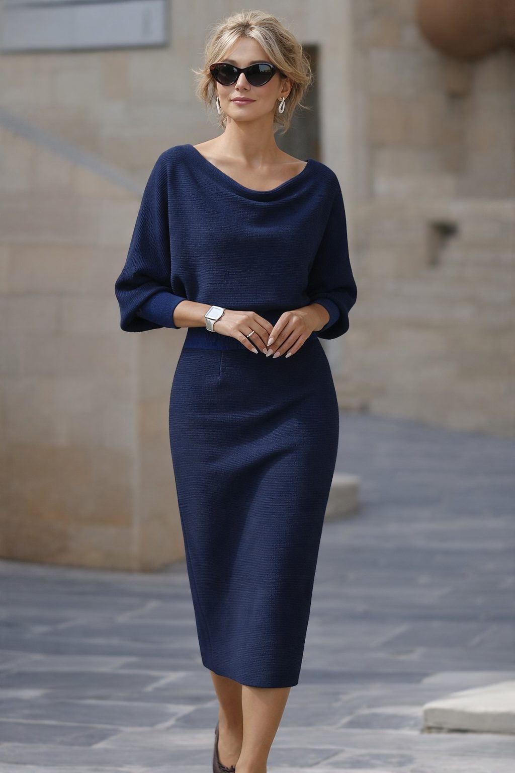Cowl Neck Midi Dress for Women