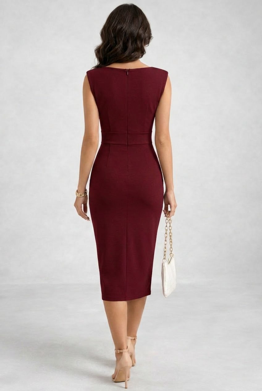 Cowl Neck Midi Dress for Women - View 3