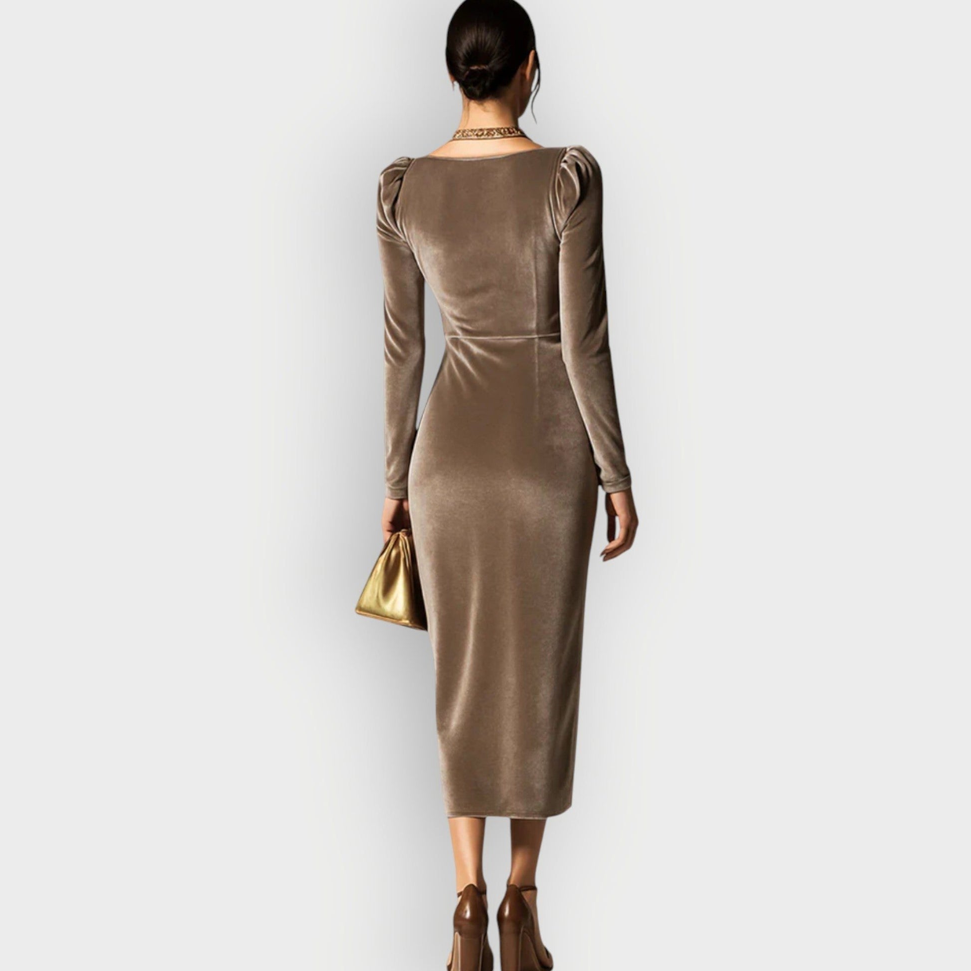 Cowl Neck Midi Dress with Long Sleeves for Women - View 4