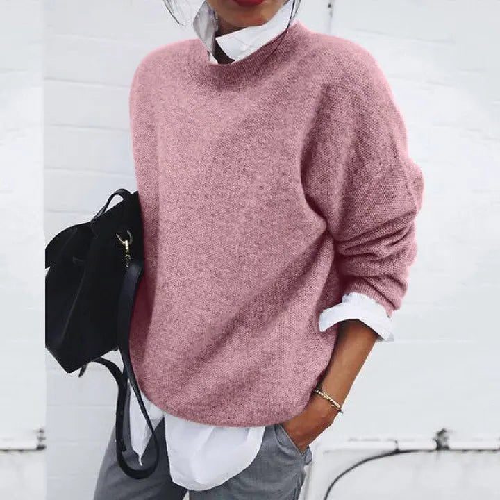 Crew Neck Cashmere Blend Sweater for Women - Pink