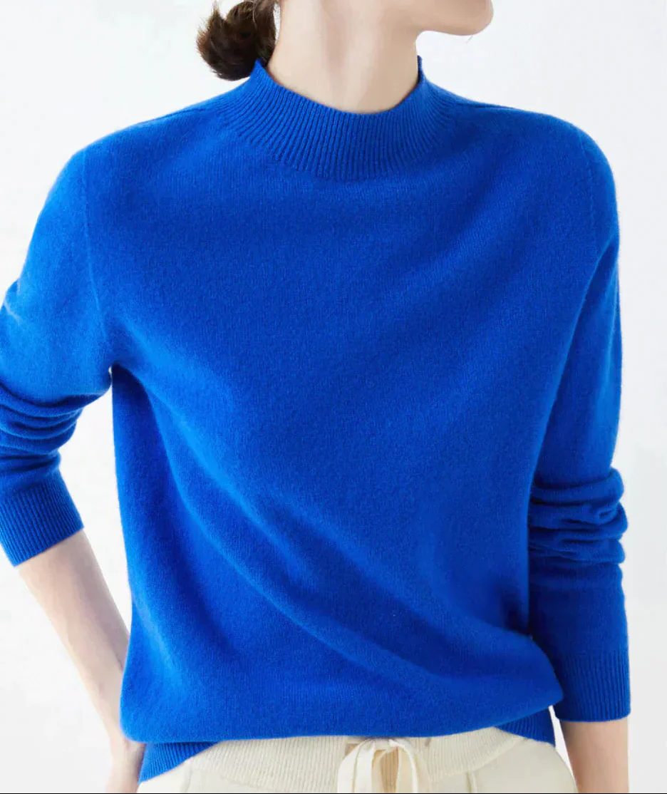 Crew Neck Cashmere Sweater for Women - Blue