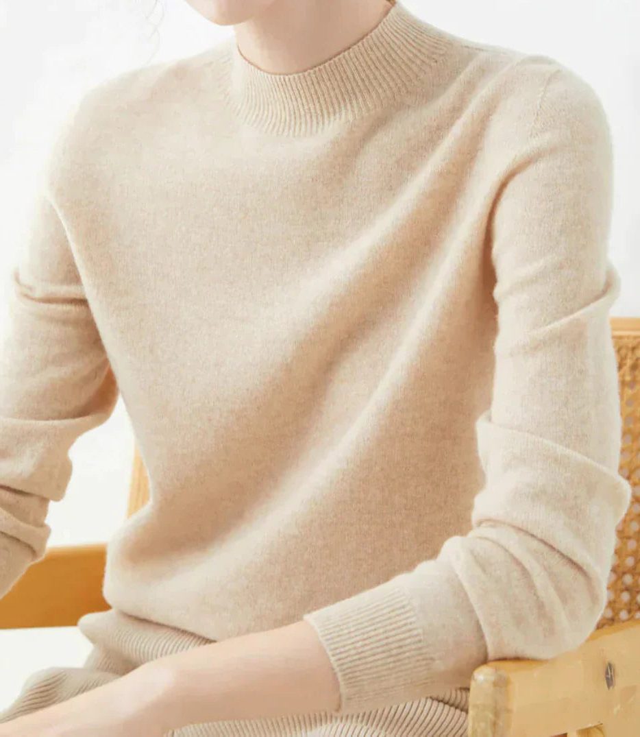 Crew Neck Cashmere Sweater for Women - Beige