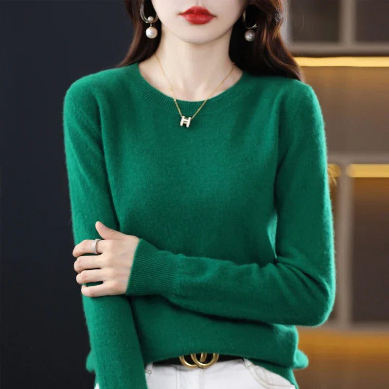 Crew Neck Cashmere Sweater for Women - Green