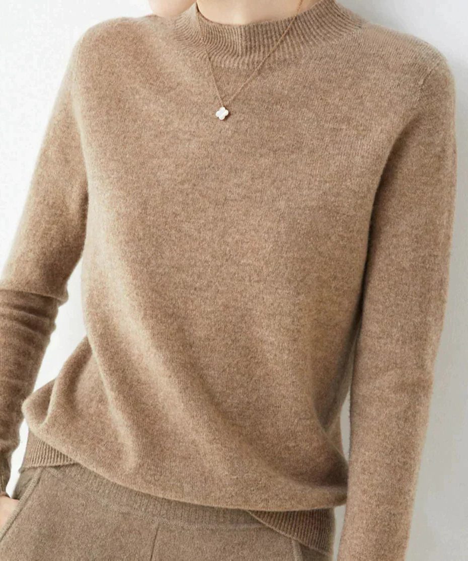 Crew Neck Cashmere Sweater for Women - Brown