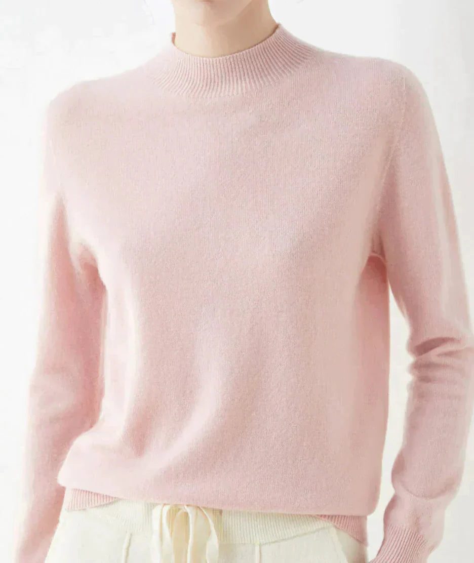 Crew Neck Cashmere Sweater for Women - Pink