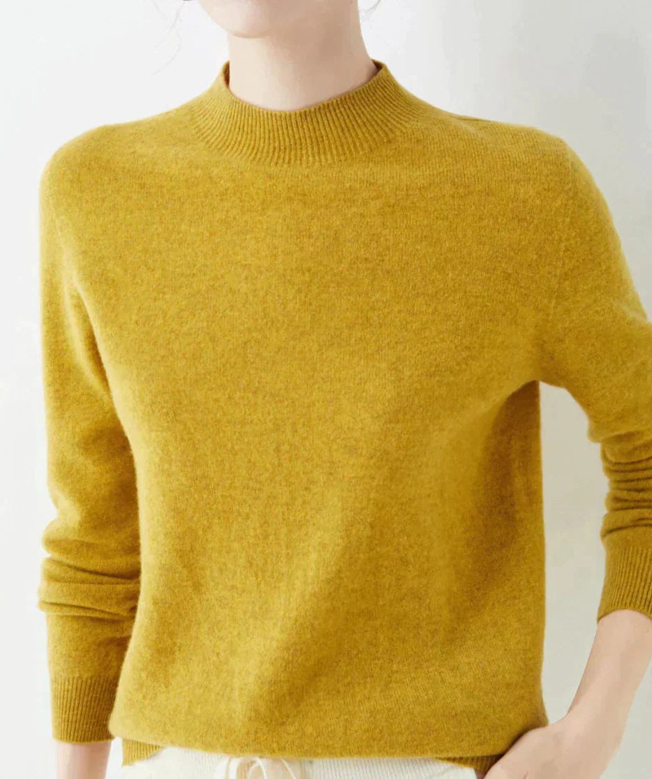 Crew Neck Cashmere Sweater for Women - Yellow