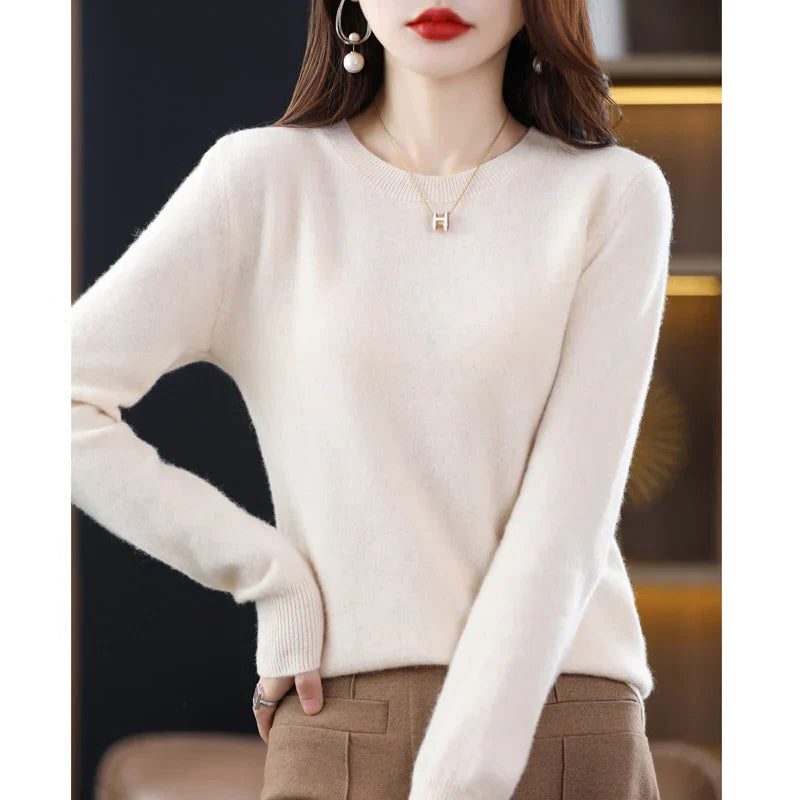 Crew Neck Cashmere Sweater for Women - Beige