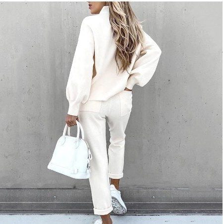 Cropped Crew Neck Sweatshirt Jogger Set for Women - View 10