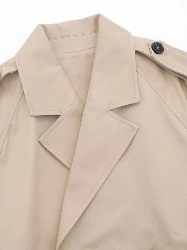 Cropped Trench Coat with Belt for Women - View 10