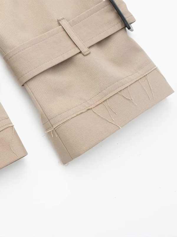 Cropped Trench Coat with Belt for Women - View 7