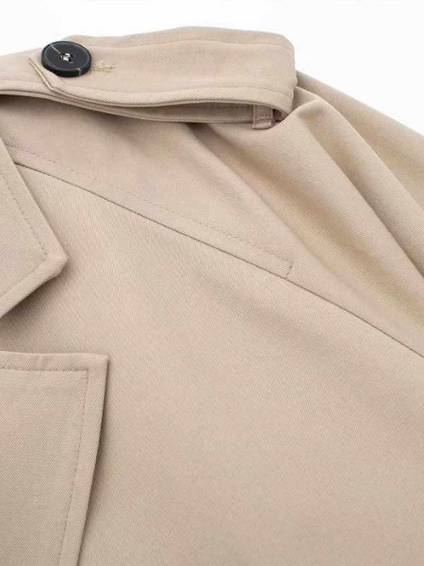 Cropped Trench Coat with Belt for Women - View 8