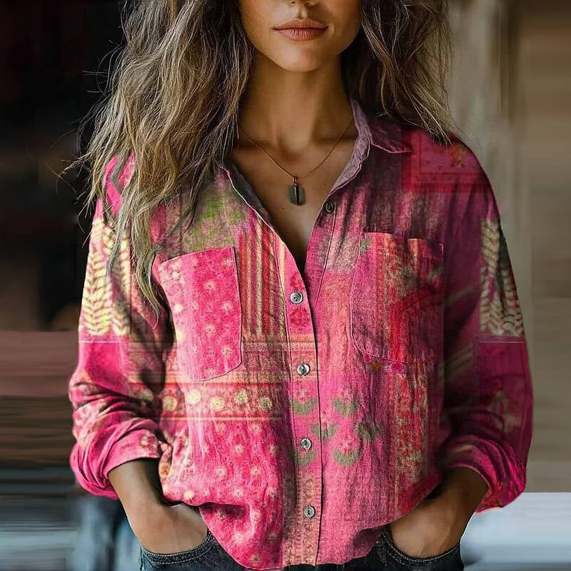 Button-Down Bohemian Blouse for Women