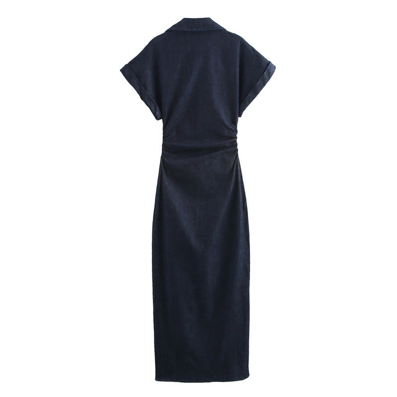 Slim Fit Denim Midi Dress for Women