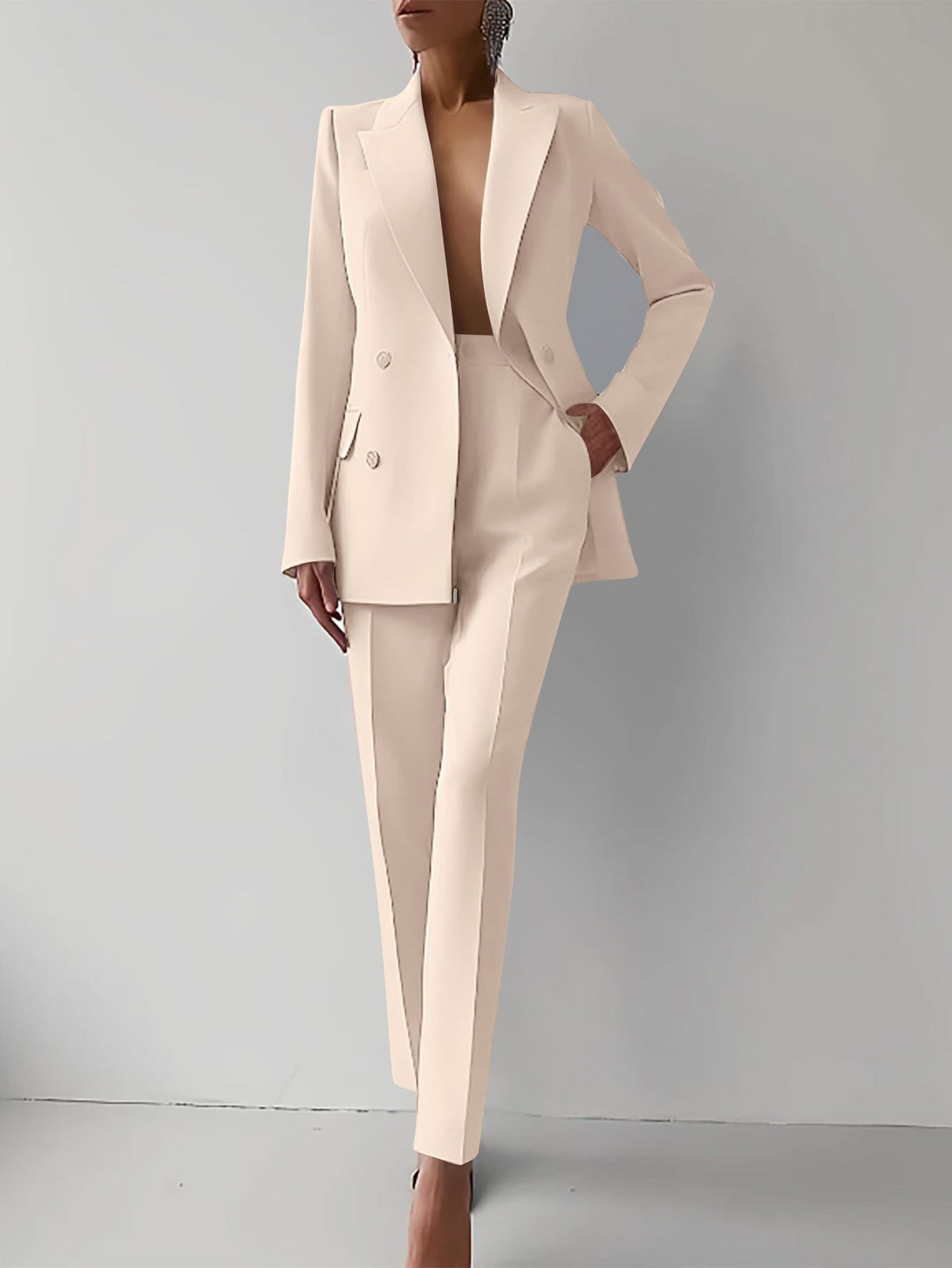 Double-Breasted Blazer Suit for Women - Off White