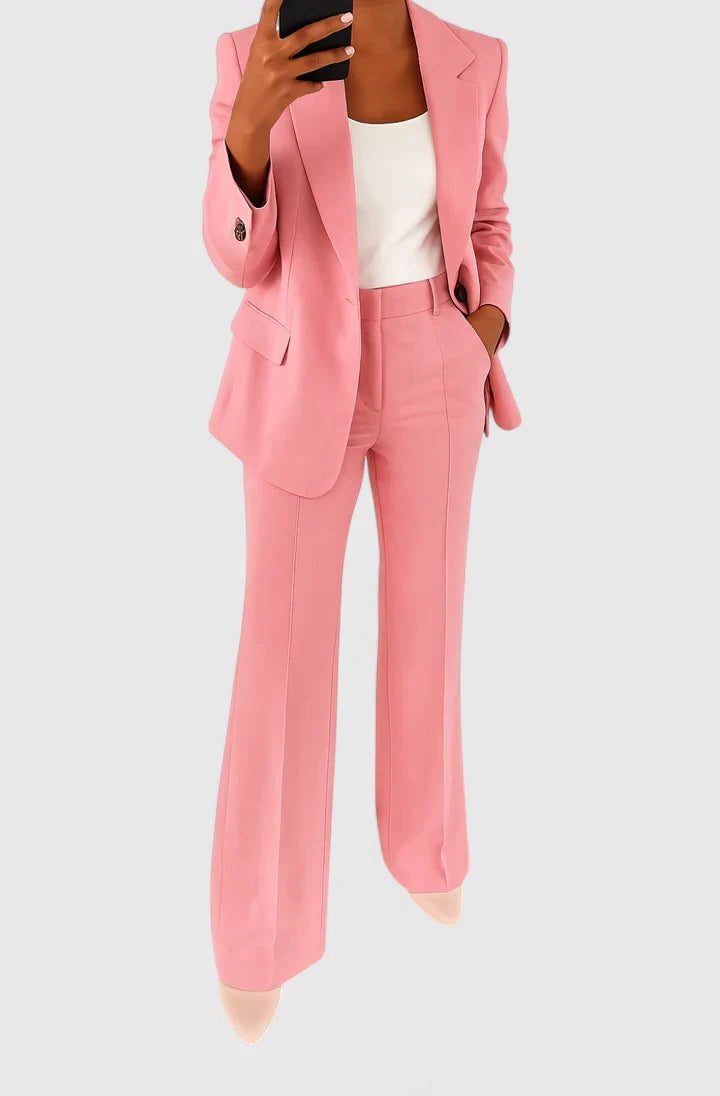 Double-Breasted Blazer Suit Set for Women - Pink