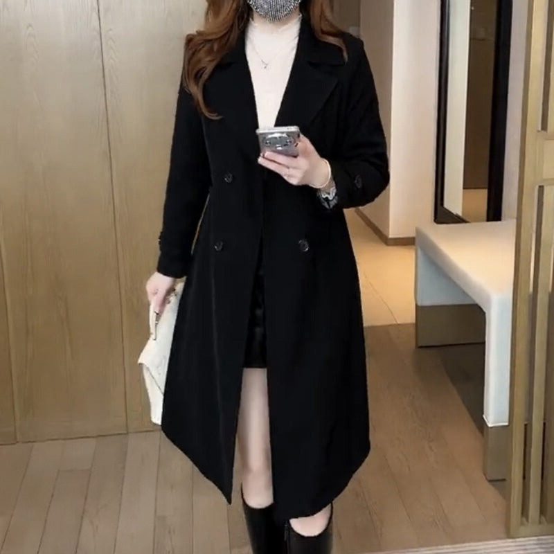 Double-Breasted Lapel Trench Coat for Women