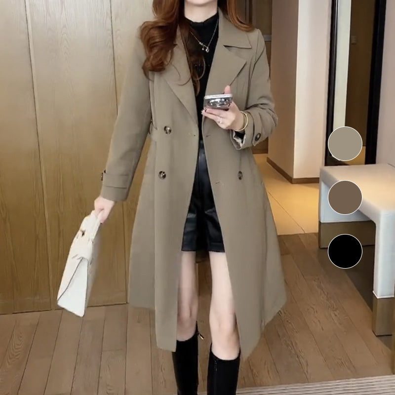 Double-Breasted Lapel Trench Coat for Women