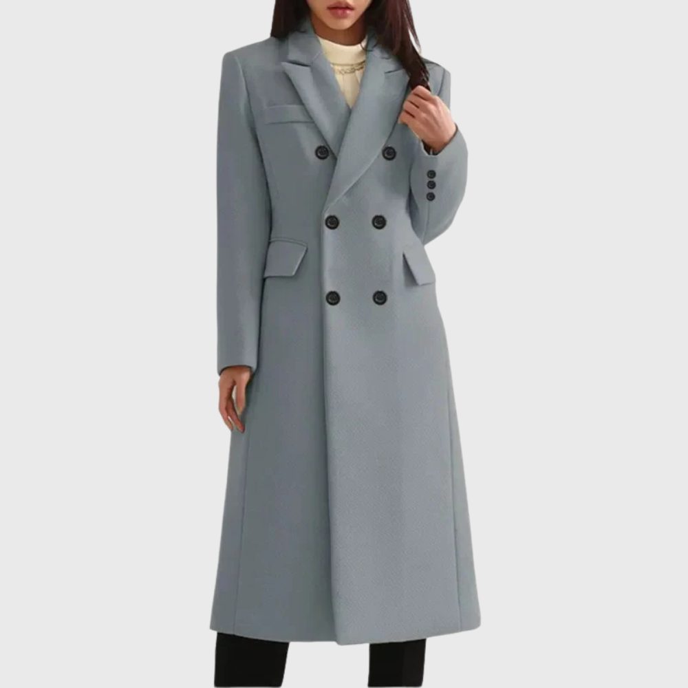 Double-Breasted Long Overcoat for Women