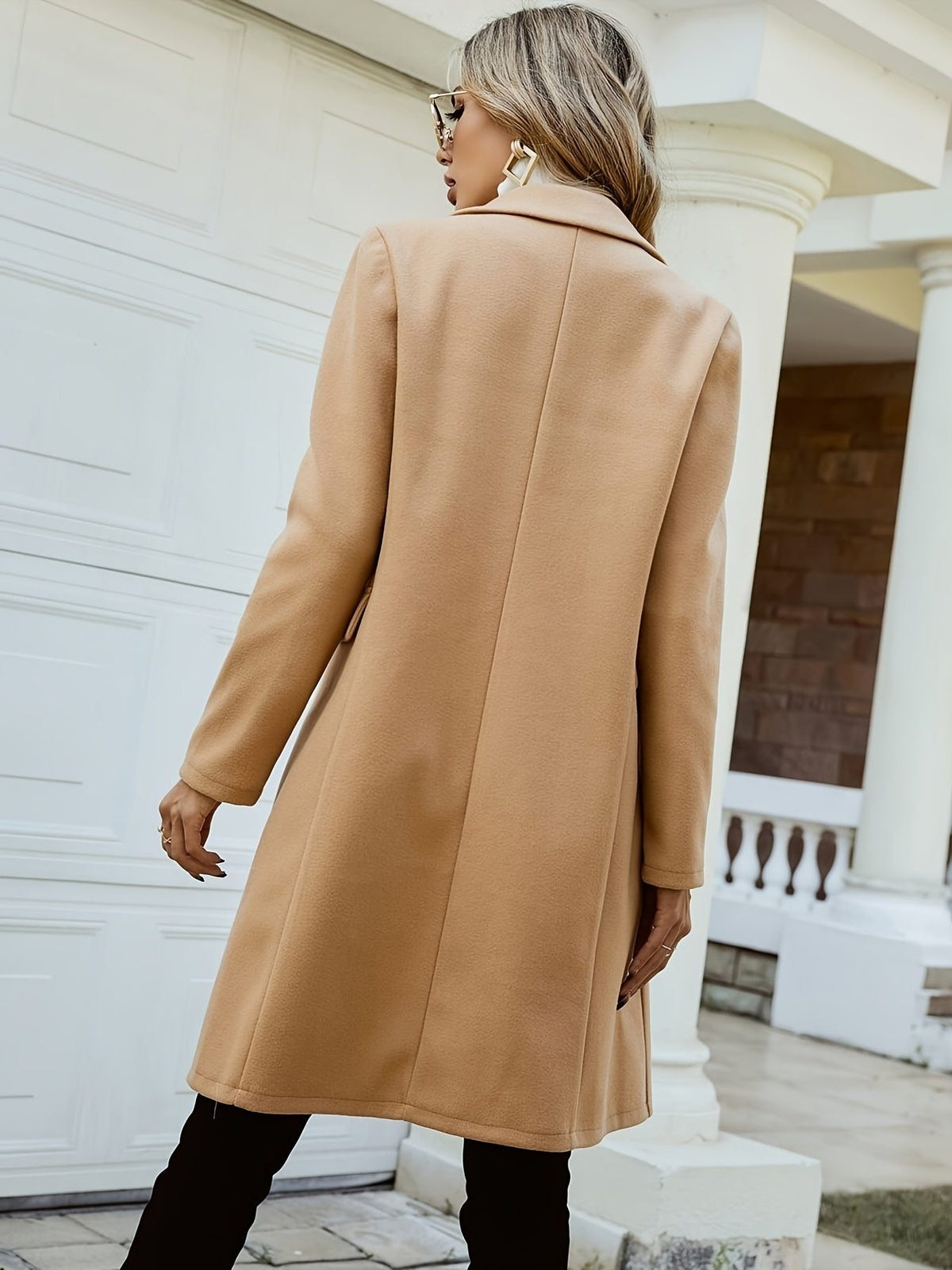Double-Breasted Longline Coat for Women - View 3