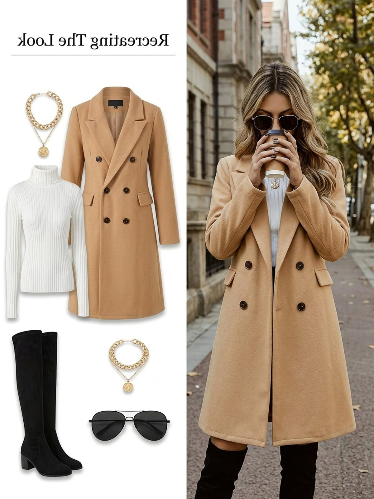 Double-Breasted Longline Coat for Women - View 7
