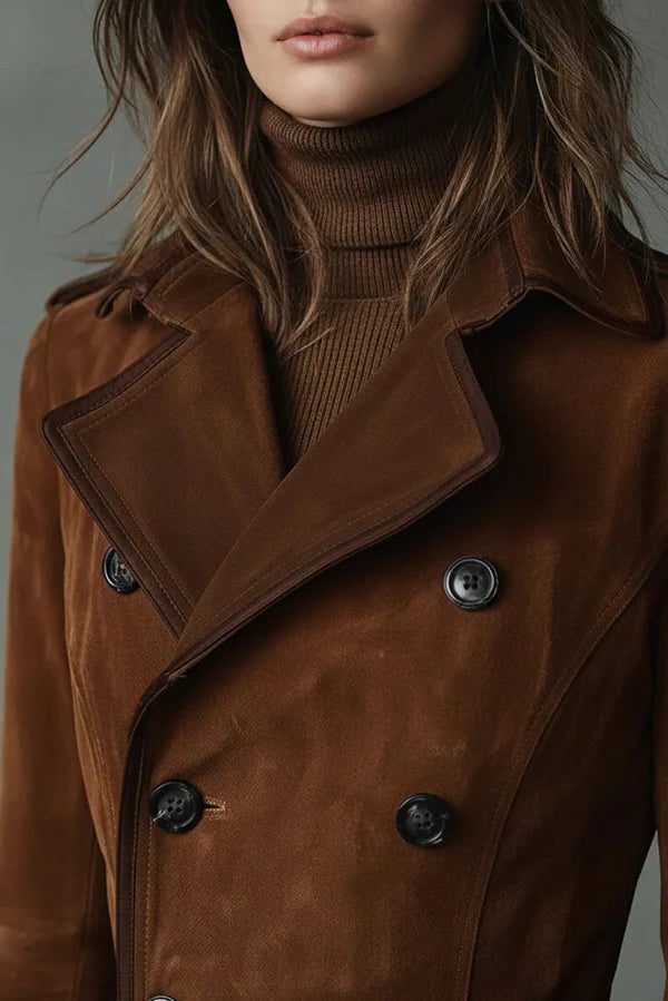Double-Breasted Midi Trench Coat for Women - View 3
