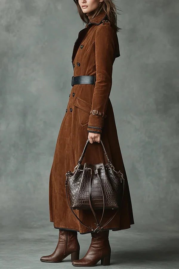 Double-Breasted Midi Trench Coat for Women - View 5