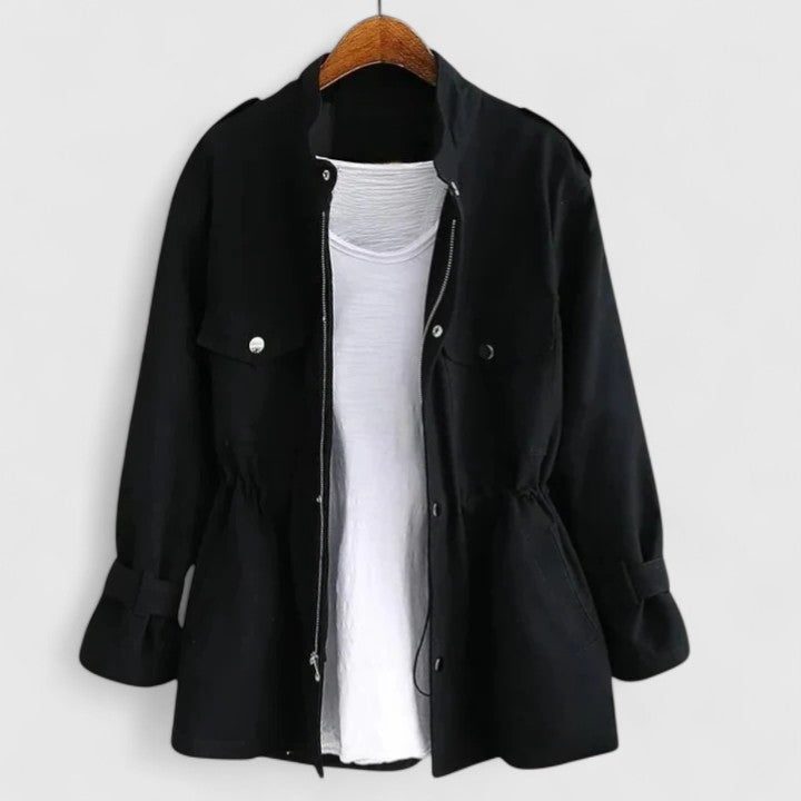 Double-Breasted Overshirt Jacket for Women - Black