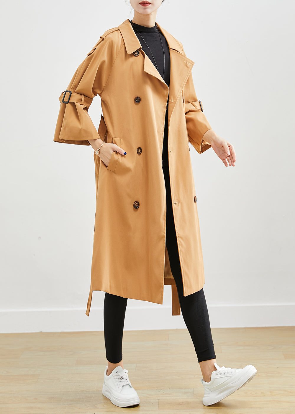 Double-Breasted Slim Fit Trench Coat for Women