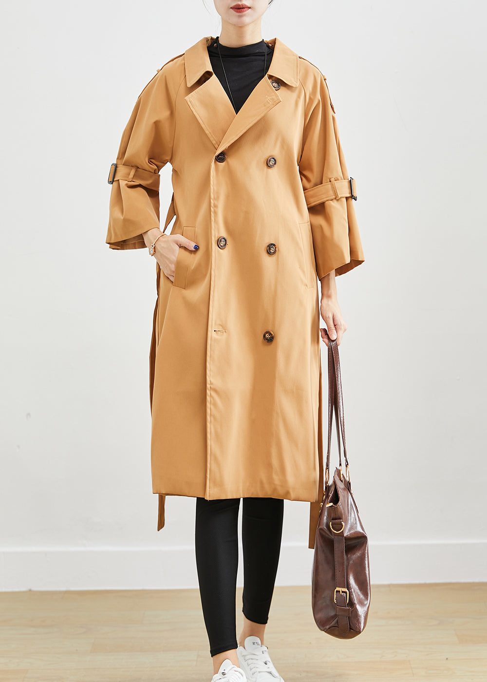 Double-Breasted Slim Fit Trench Coat for Women