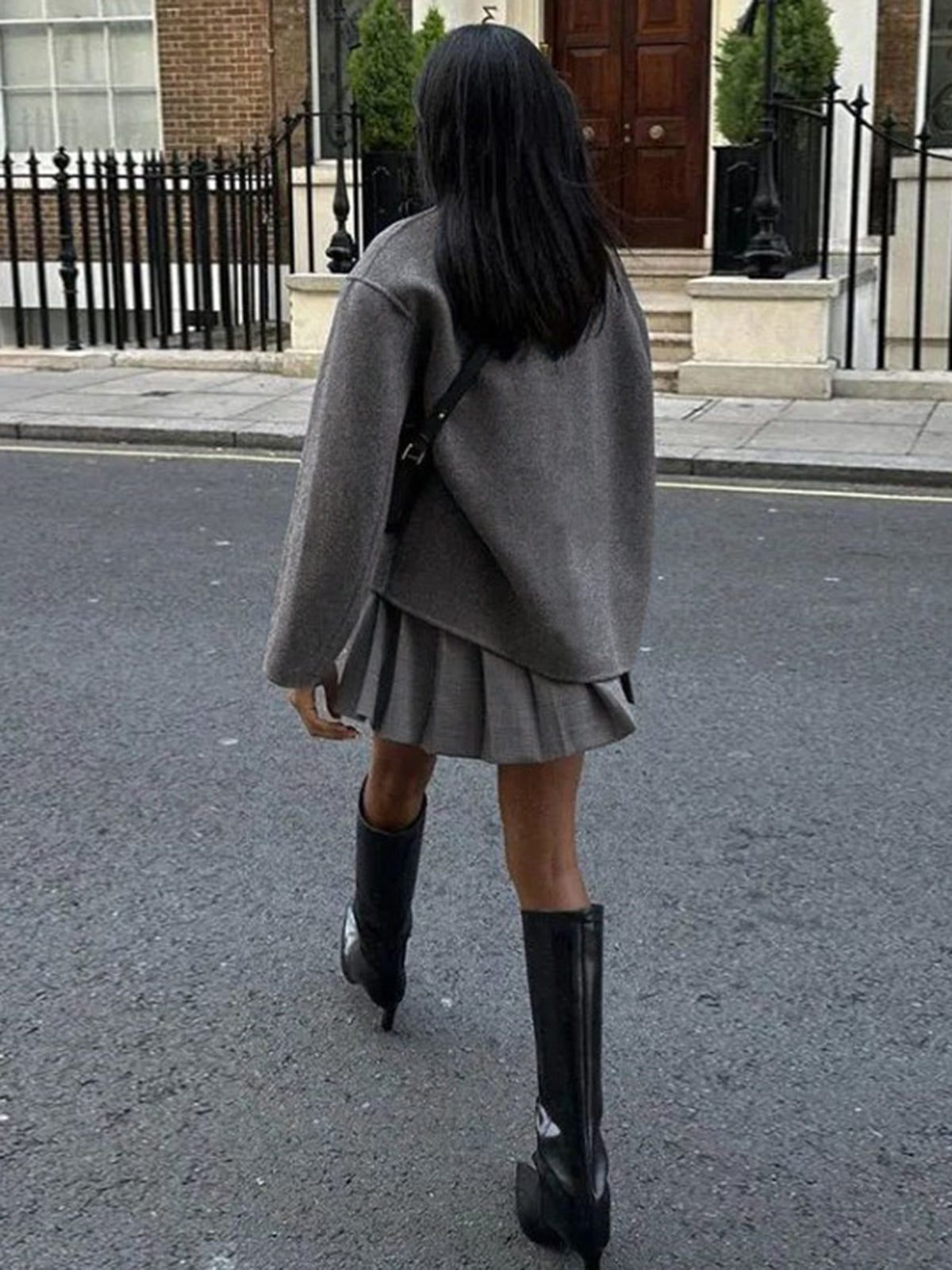 Double Breasted Stand Collar Pea Coat for Women - View 7